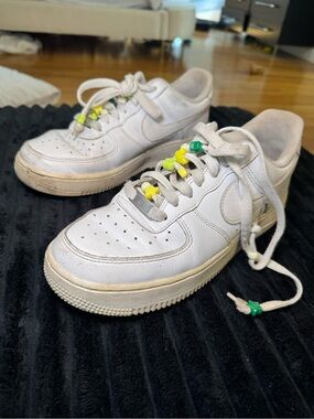 Nike Air Force 1 ‘07 Low Triple White Women’s Size 8 AF1 Beaded Laces
